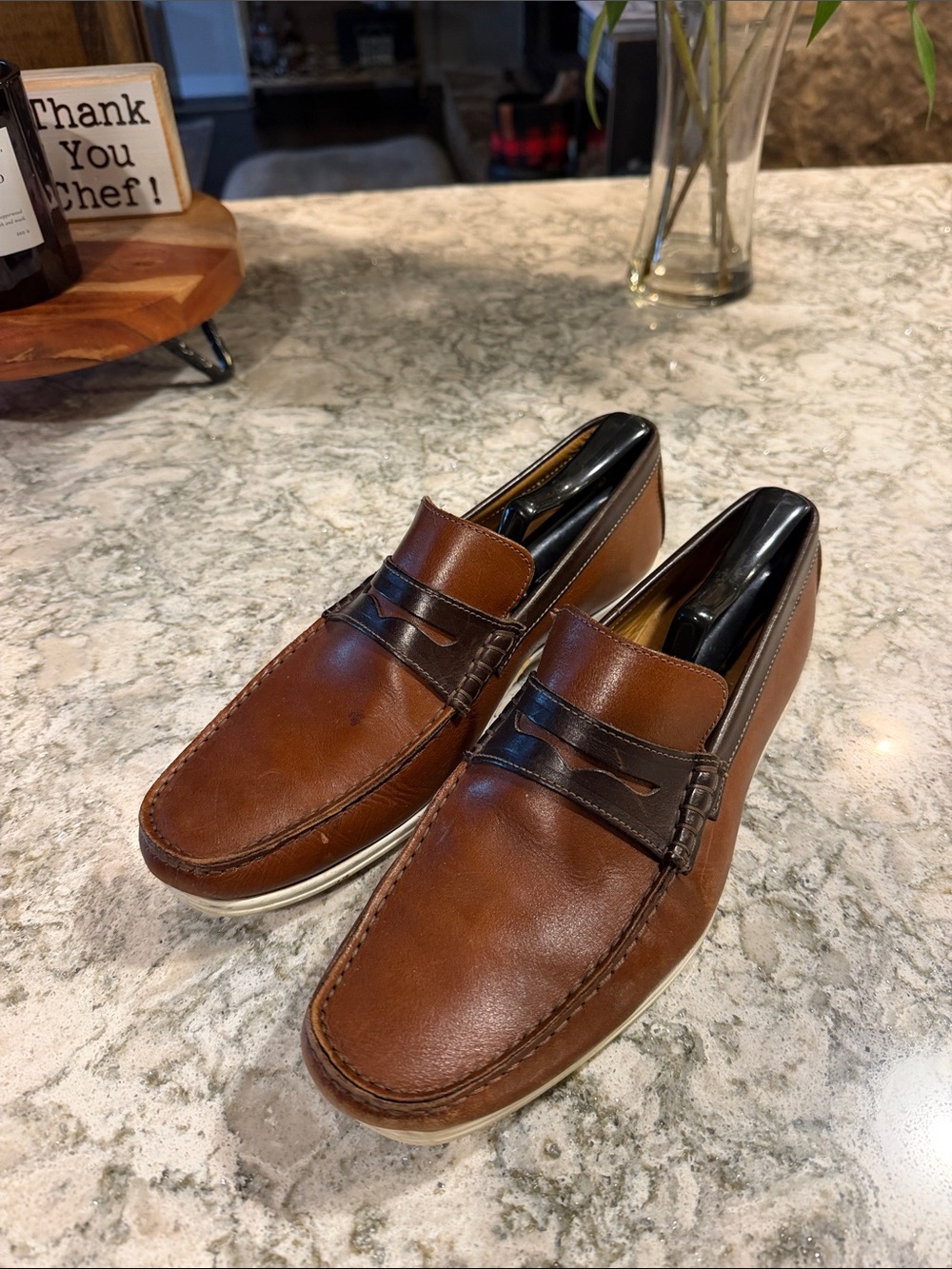 Bruno Magli Men's Brown Leather Slip-On Loafers